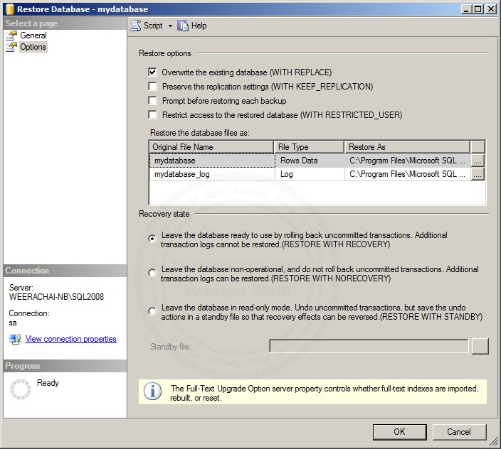 SQL Server 2008 Restore/Import SQL Server 2008 Restore/Import