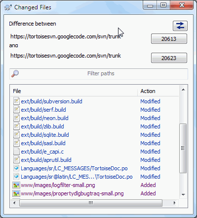 The Compare Revisions Dialog