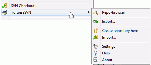 The TortoiseSVN menu for unversioned folders