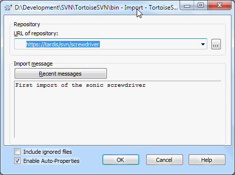 The Import dialog