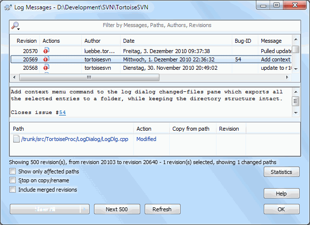 The Log Dialog