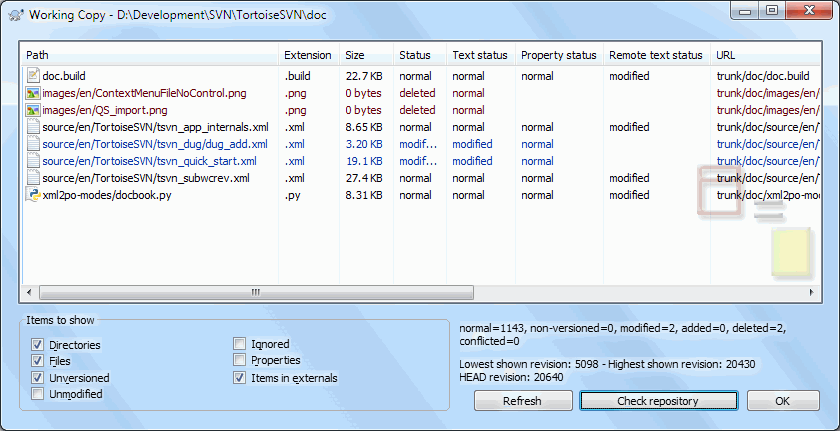 The Check for Modifications Dialog