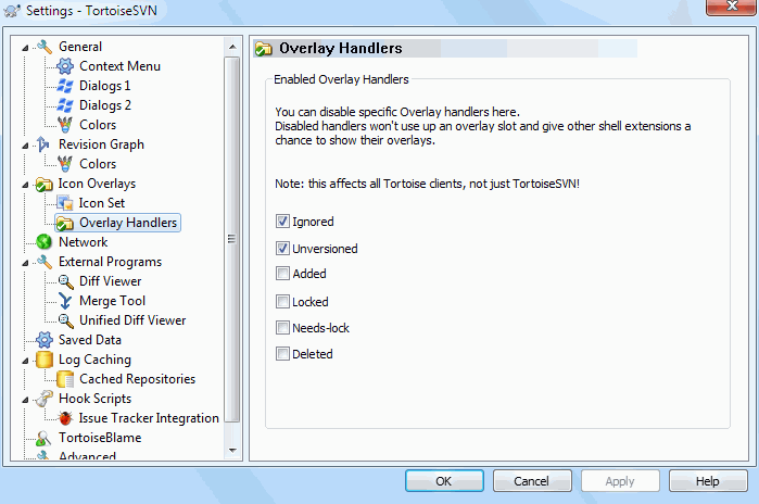 The Settings Dialog, Icon Handlers Page