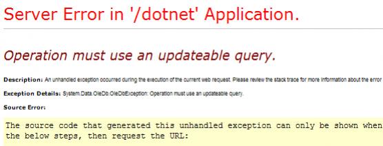 Operation must use an updateable query