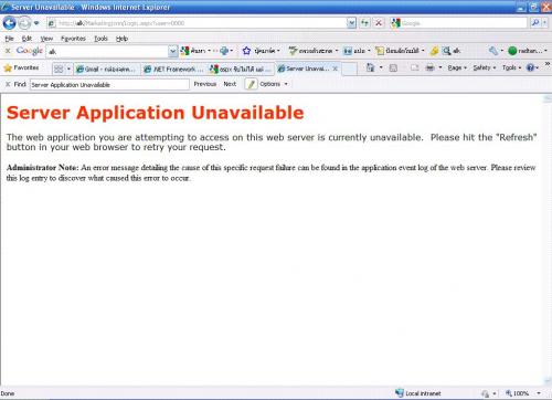 Server Application Unavailable