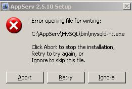 file setup error