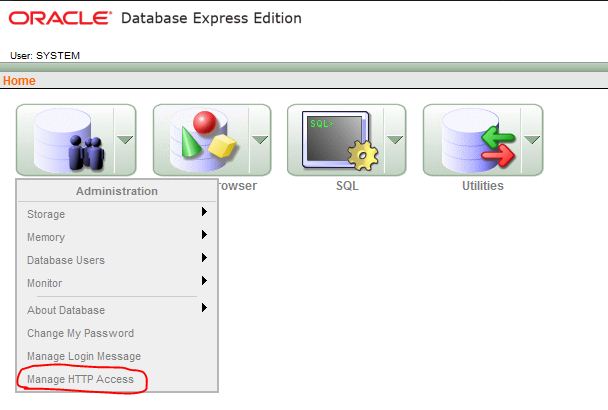 Setting access Oracle10gXE