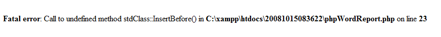 undefined method stdClass::Ins