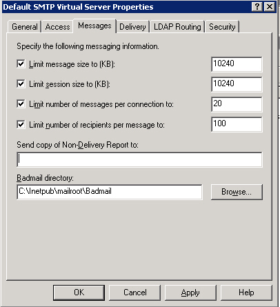 IIS Set Mail Size IIS Set Mail Size