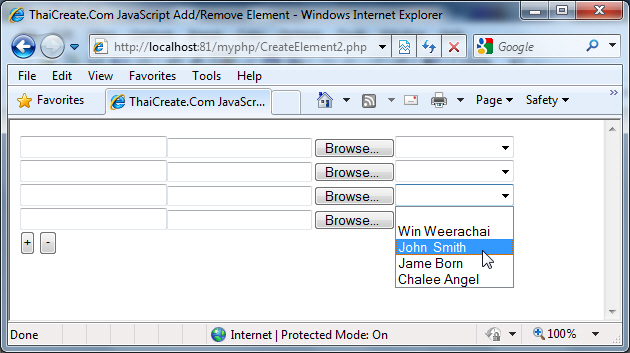 createElement('select'); + MySQL createElement('select'); + MySQL