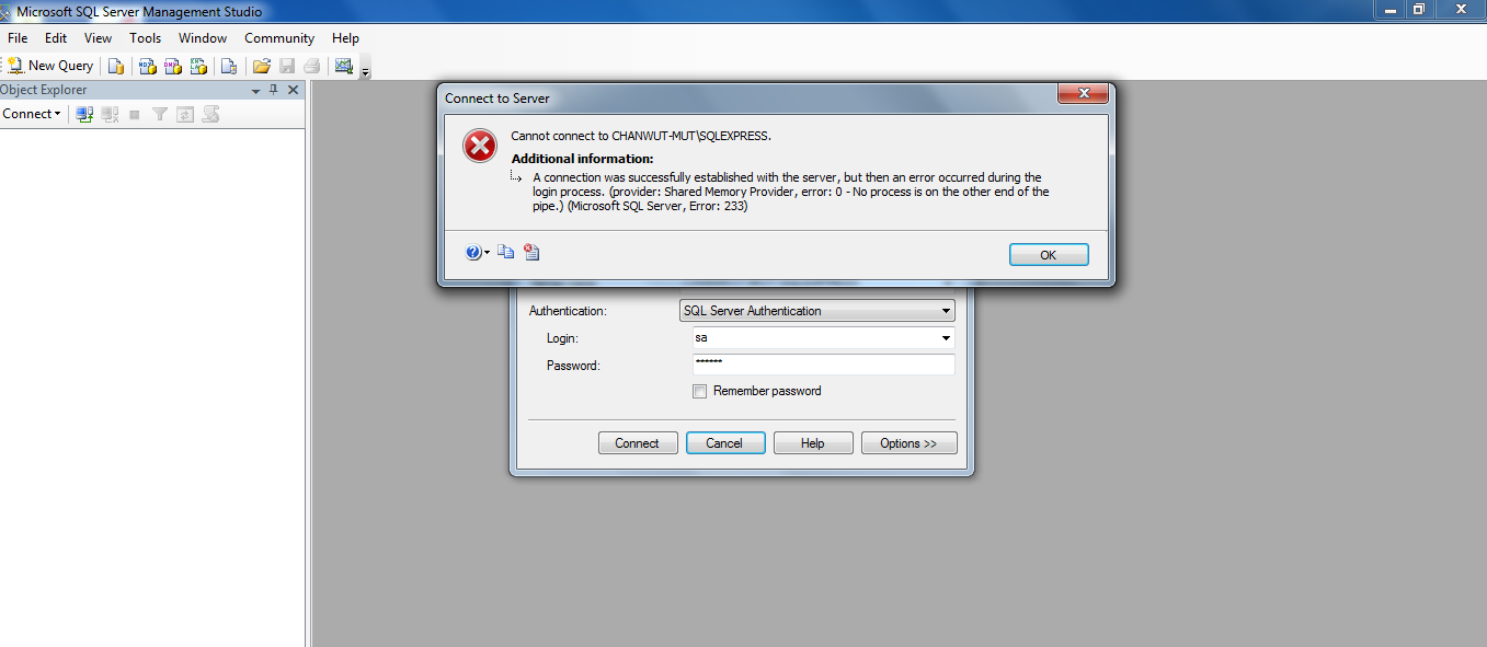 microsoft sql error 233 microsoft sql error 233