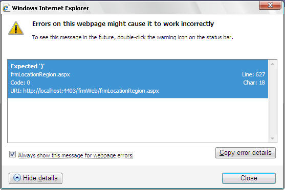 error expected