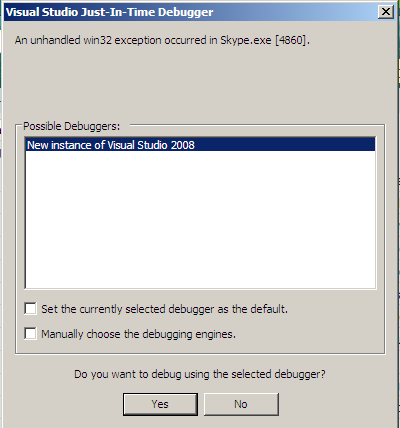 To enable/disable Just-In-Time debugging