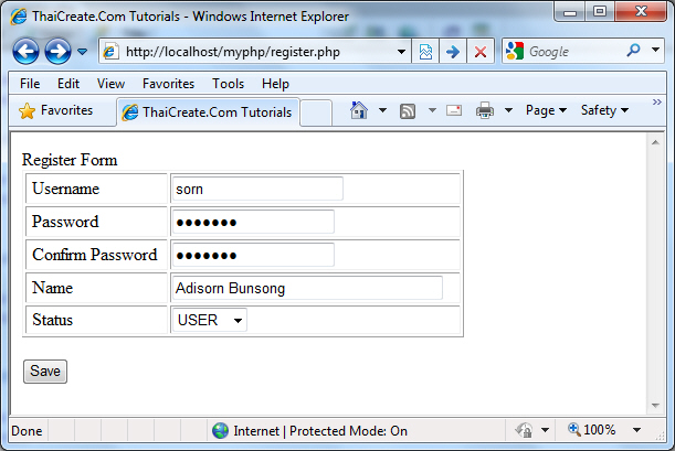 PHP Register Form PHP Register Form