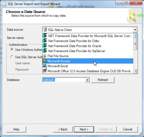 SQL Server 2005 to Access