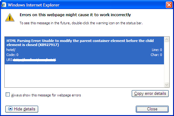 error ie8