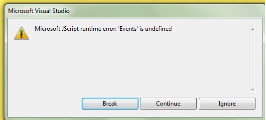 Microsoft JScript runtime error: 'Events' is undefined คัยเคยเจอ error ...