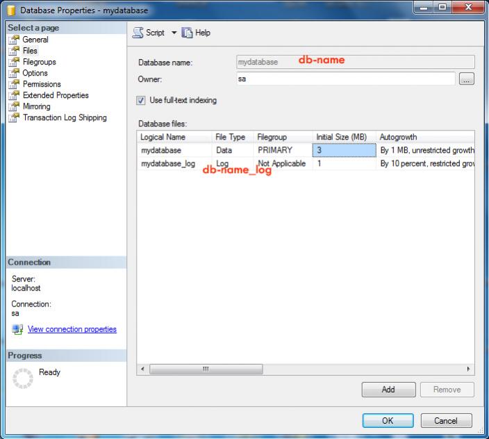  Clear Log / SQL Server 2005 , 2008 Delete Log