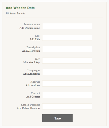 ฟอร์มข้อมูลเว็บไชต์ ฟอร์มข้อมูลเว็บไชต์