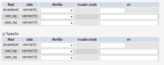 ตารางLogin