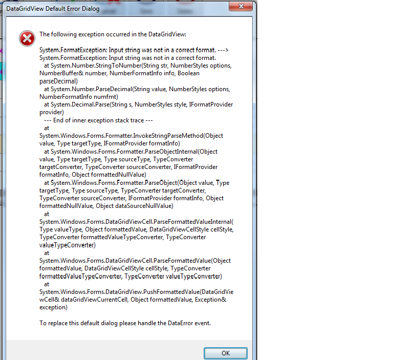 datagridview error