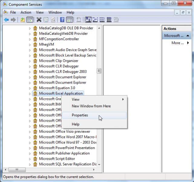 DCOM Config Windows 7 and Office Excel 2007