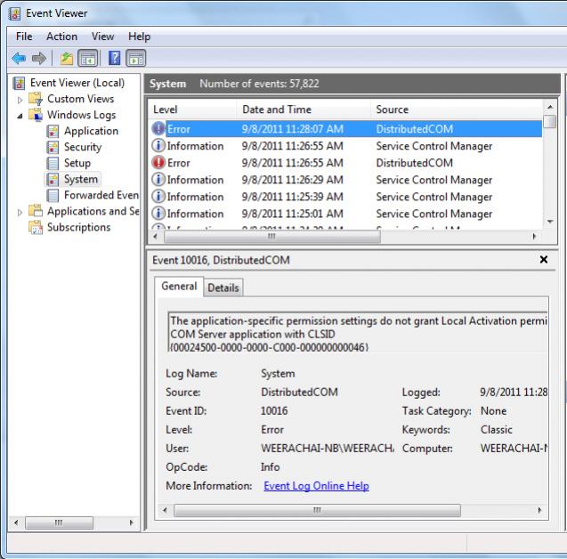 DCOM Config Windows 7 and Office Excel 2007