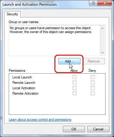 DCOM Config Windows 7 and Office Excel 2007