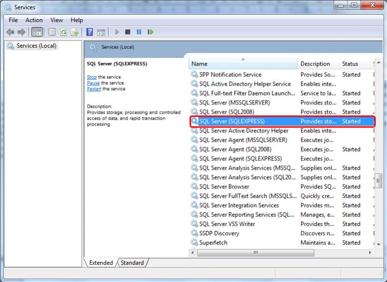 ms sql server express windows 7