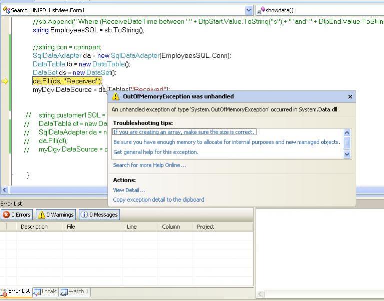 error OutOfMemoryException error OutOfMemoryException
