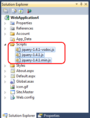 jQuery Visual Studio 2010