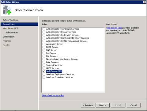 Install IIS Windows Server 2008