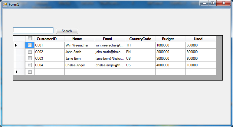 VB.NET Win Form DataGridView Search