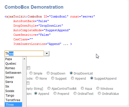 AjaxToolKits Combobox
