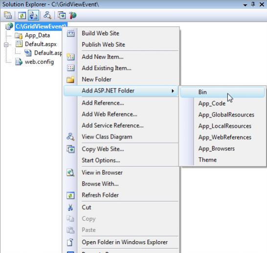 Visual Studio Add Folder Bin