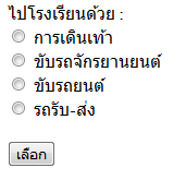 ตัวอย่าง radio button