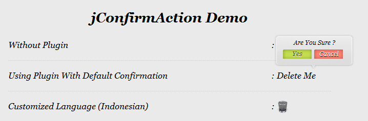 jQuery jConfirmAction Delete jQuery jConfirmAction Delete