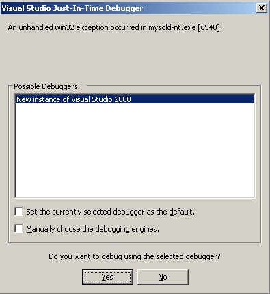สอบถามเรื่อง Visual Studio Just-In-Time Debugger