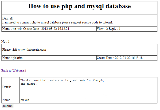 Create Webboard PHP MySQL Create Webboard PHP MySQL