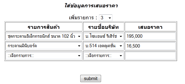 รูปแบบฟอร์มรับค่า รูปแบบฟอร์มรับค่า