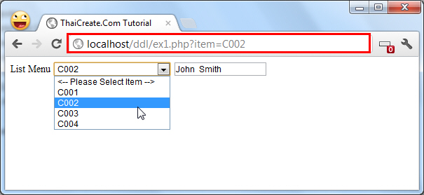 List Select Menu Auto Fill Textbox