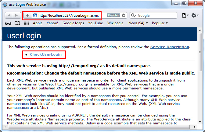 Web Service and Login Username Password Web Service and Login Username Password