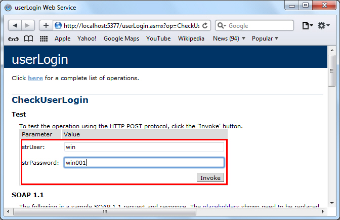 Web Service and Login Username Password Web Service and Login Username Password