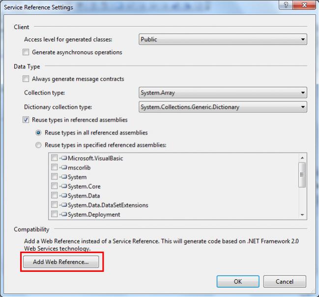 Windows Form Application Add Web Reference