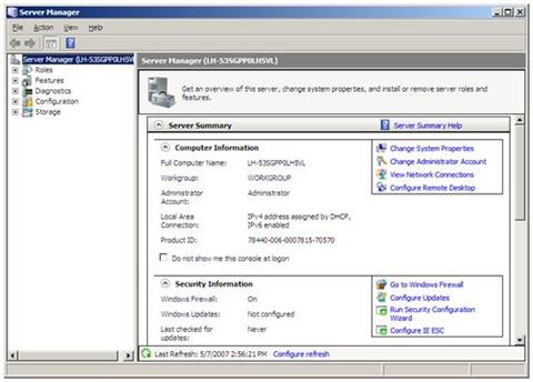 IIS Install on Windows 2008 Server
