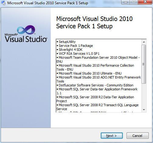 Update Visual Studio 2010 SP1