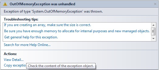 OutOfMemoryException OutOfMemoryException