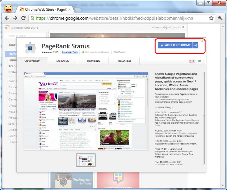 Chrome Google PageRank