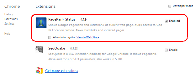 Chrome Google Page Rank