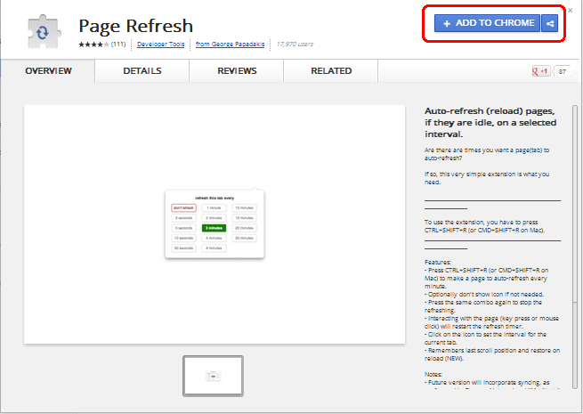 Page Refresh Google Chrome